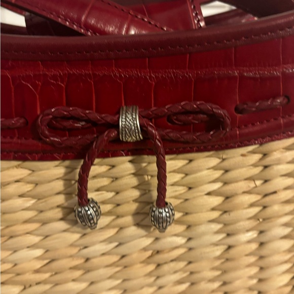 NWOT Brighton Woven and Red Leather Bag - Picture 4 of 9